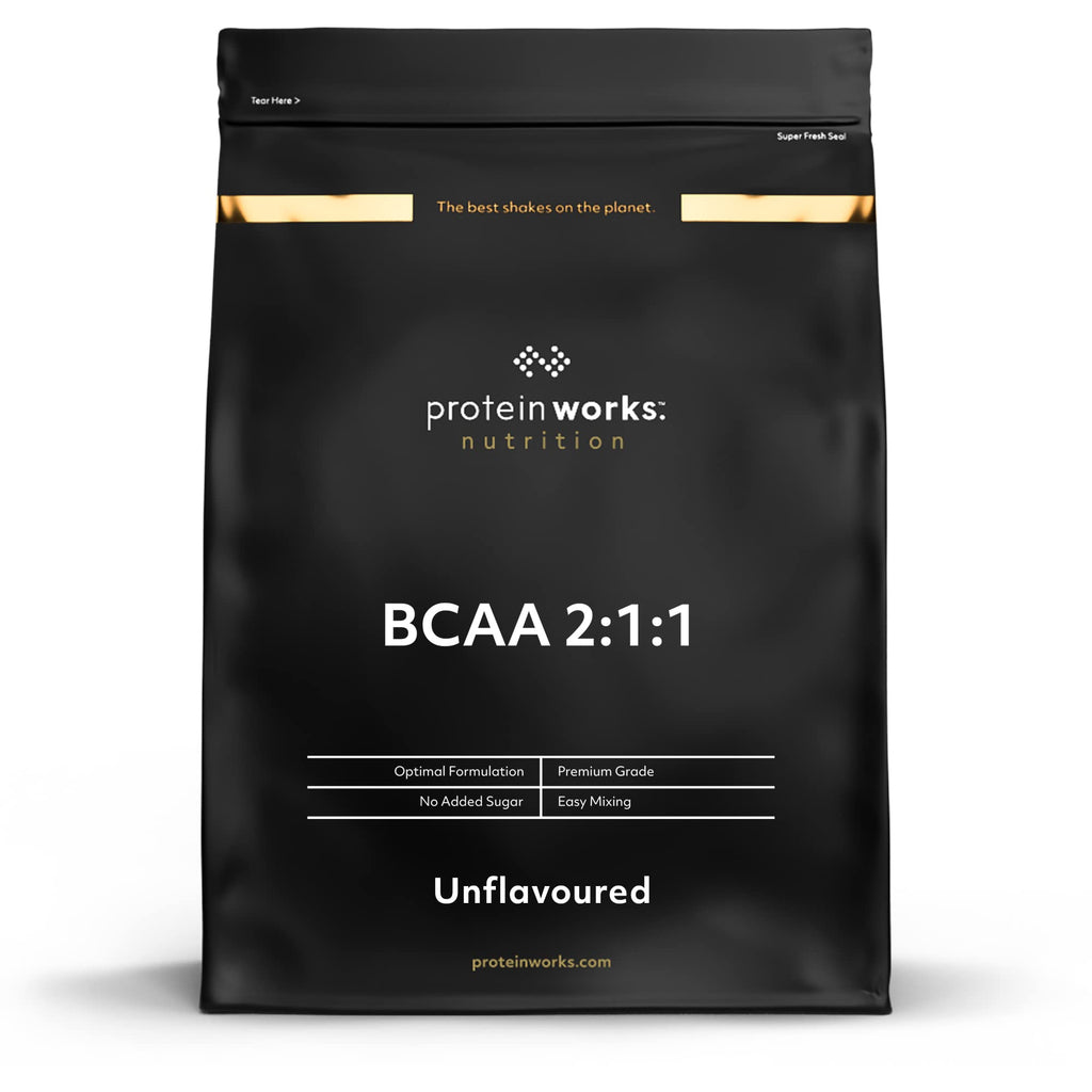 Protein Works - BCAA Powder | 2:1:1 Ratio| 5000mg BCAAs Per Serving | Instantised | Branched Chain Amino Acid Supplement | Promote Muscle Synthesis | 100 Servings | Unflavoured 500 g - BeesActive Australia