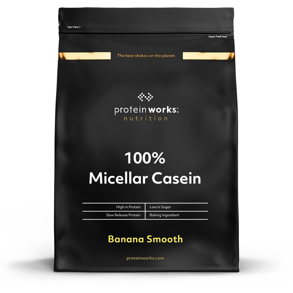 100% Micellar Casein Protein Powder | Slow Release Protein Shake | Amino Acids | High Protein | Protein Works | Banana Smooth | 500 g - BeesActive Australia