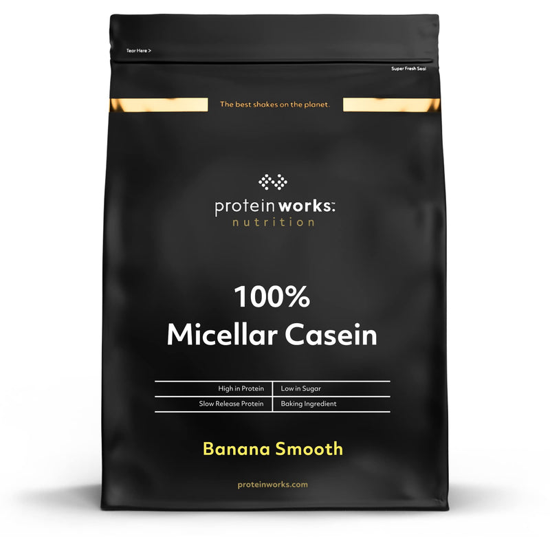 100% Micellar Casein Protein Powder | Slow Release Protein Shake | Amino Acids | High Protein | Protein Works | Banana Smooth | 500 g - BeesActive Australia
