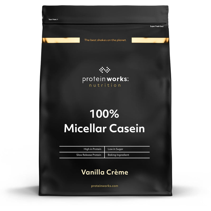 100% Micellar Casein Protein Powder | Slow Release Protein Shake | Amino Acids | High Protein | Protein Works | Vanilla Crème | 500 g - BeesActive Australia
