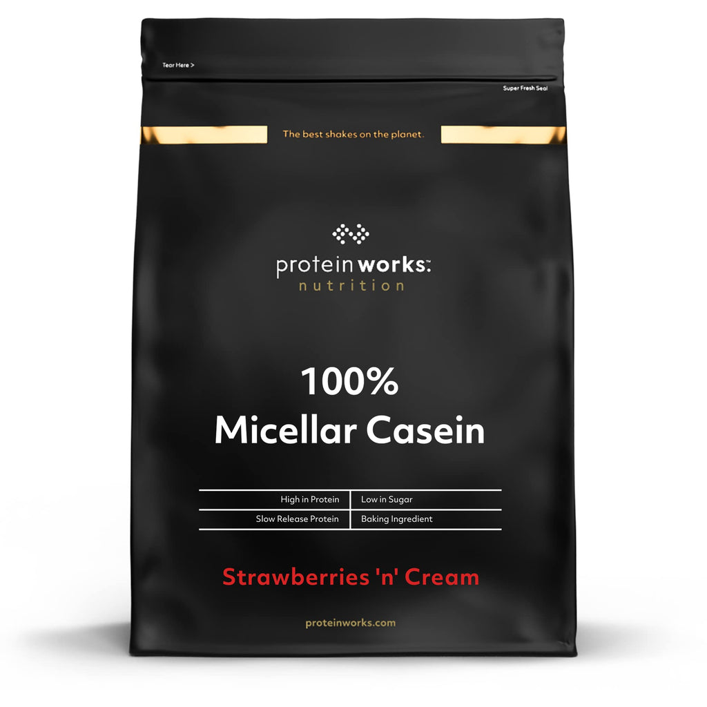 100% Micellar Casein Protein Powder | Slow Release Protein Shake | Amino Acids | High Protein | Protein Works | Strawberries 'n' Cream | 500 g - BeesActive Australia