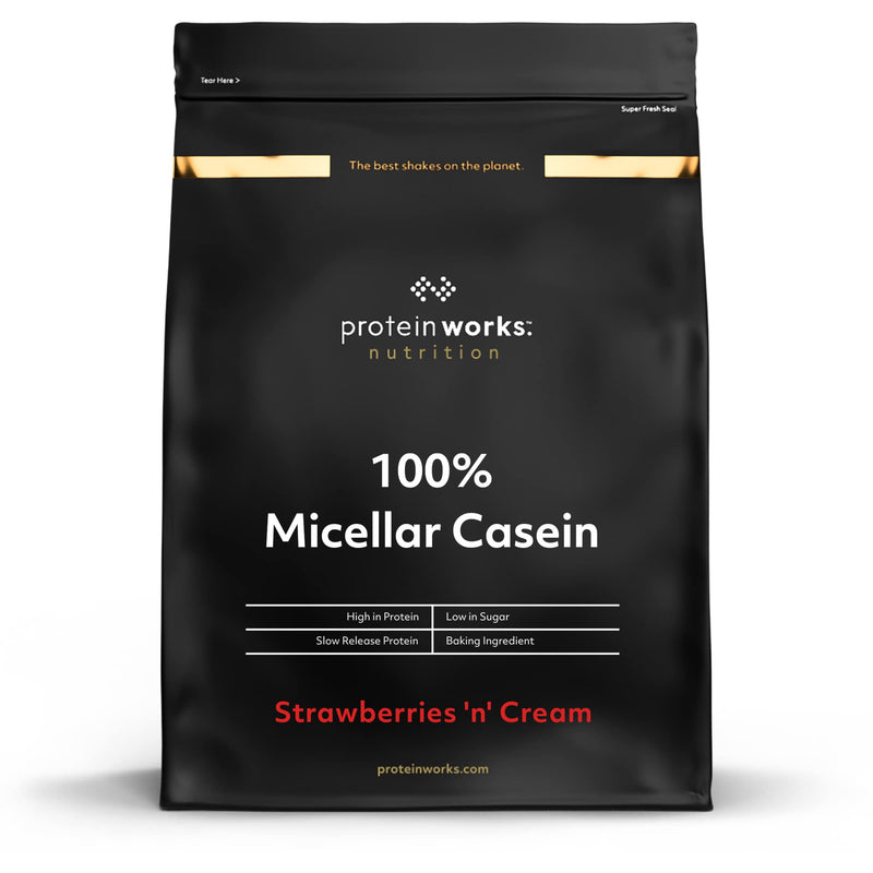 100% Micellar Casein Protein Powder | Slow Release Protein Shake | Amino Acids | High Protein | Protein Works | Strawberries 'n' Cream | 500 g - BeesActive Australia