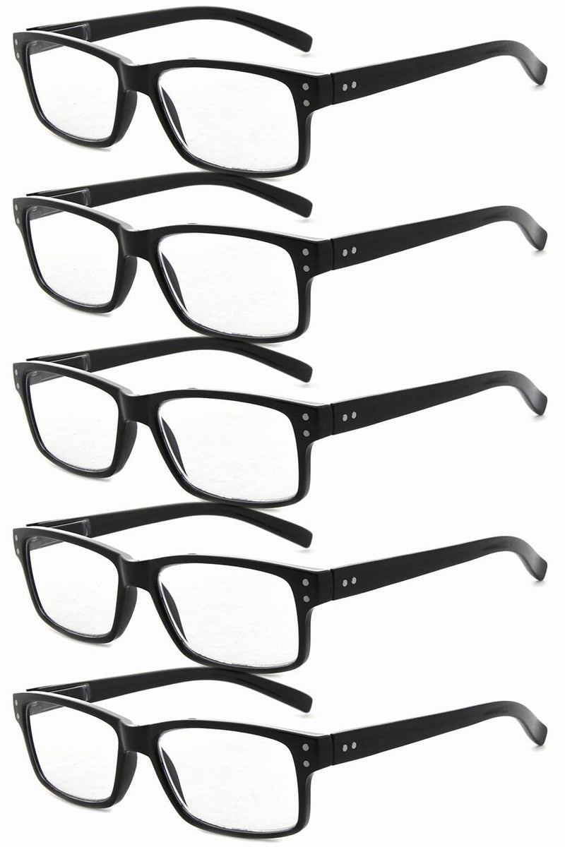 Eyekepper Mens Vintage Reading Glasses-5 Pack Black Frame Glasses for Men Reading,Reader Eyeglasses Women Black-5pcs All Clear Lens 1.25 x - BeesActive Australia