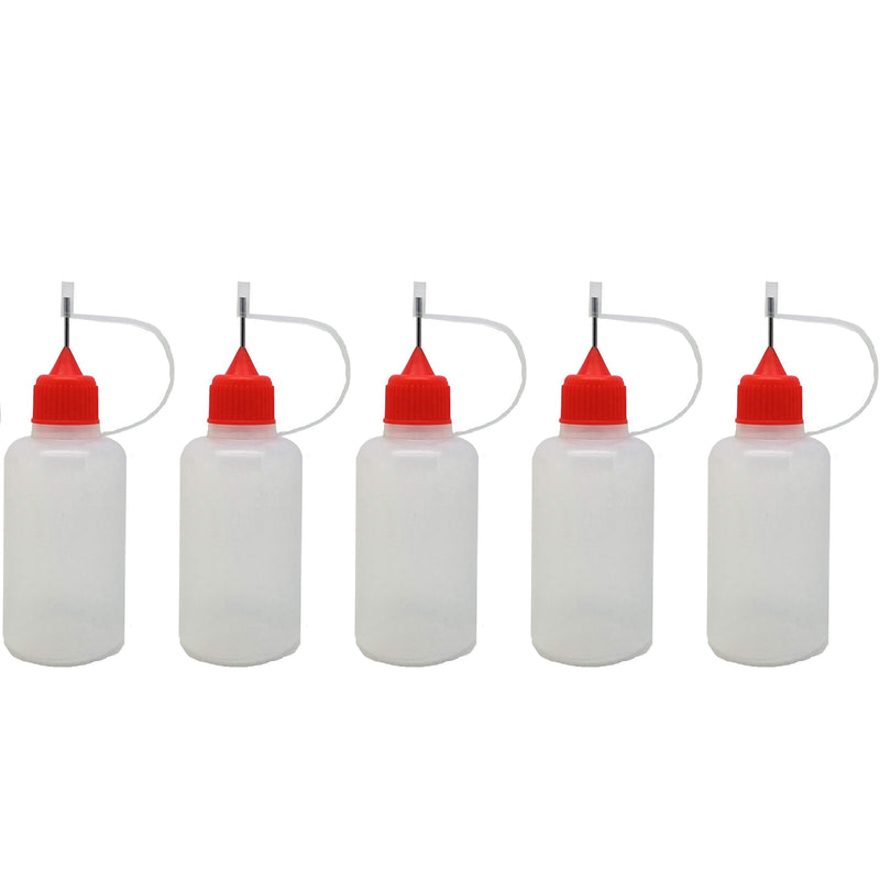 AKORD 5pcs x Empty Plastic Squeezable Liquid Glue Dropper Filling Bottles Needle Tip LDPE (30ml), White - BeesActive Australia