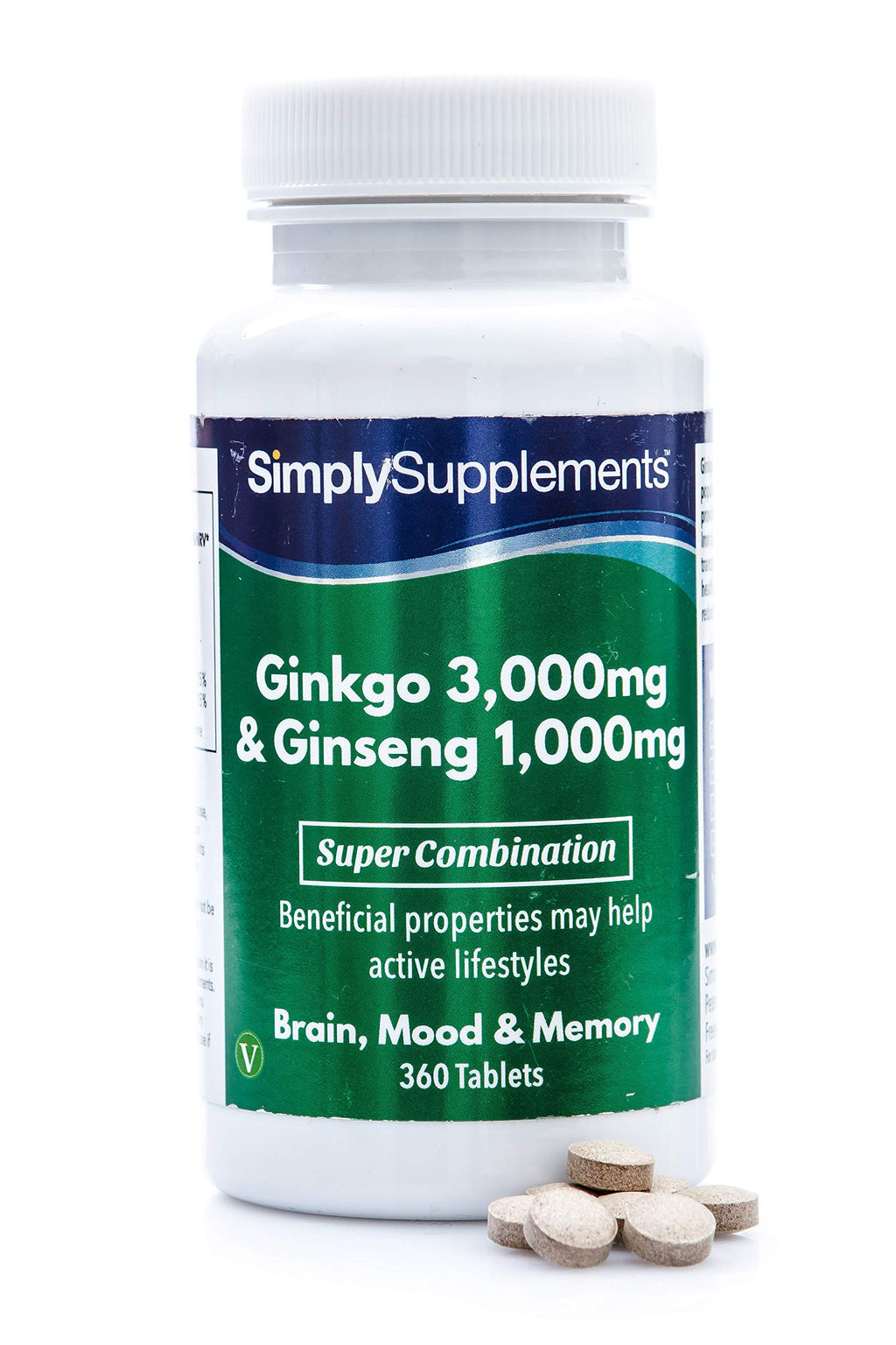 Ginseng & Ginkgo Biloba Tablets | Ultra High Strength Formula | Vegan & Vegetarian Friendly | Popular Supplement for Supporting Vitality and Mental Performance | 360 Tablets | Manufactured in The UK - BeesActive Australia