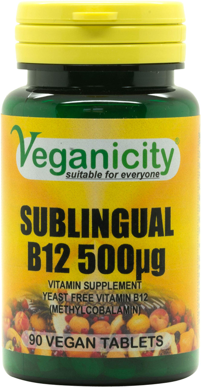 Veganicity B12 500�g Sublingual (Blackcurrant Flavour) : Vitamin B12 Supplement : 90 Tablets, in a Planet-Friendly 99% Recycled Pot - BeesActive Australia