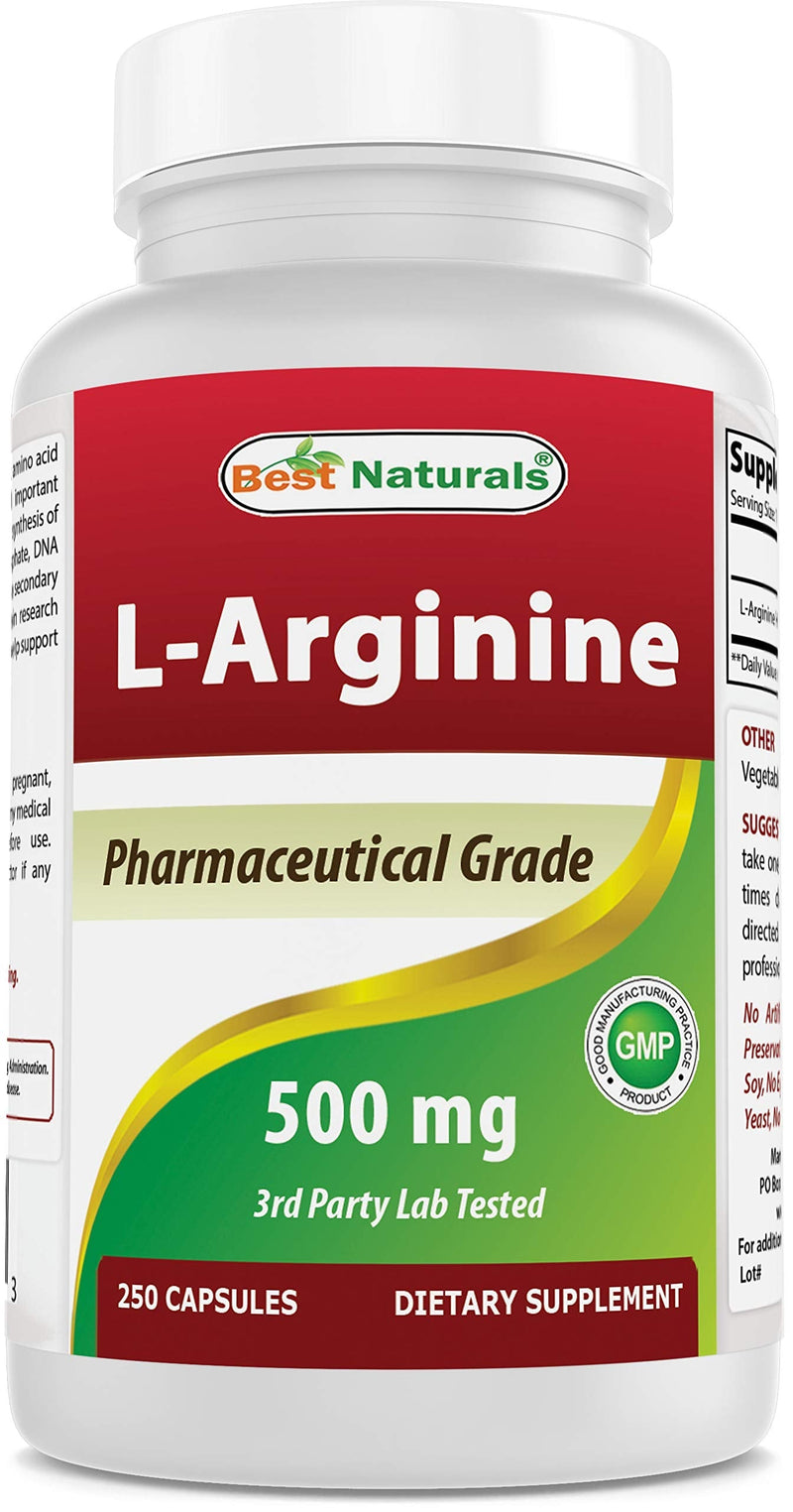 Best Naturals L-Arginine 500mg 250 Capsules (250 Count (Pack of 1)) 250 Count (Pack of 1) - BeesActive Australia