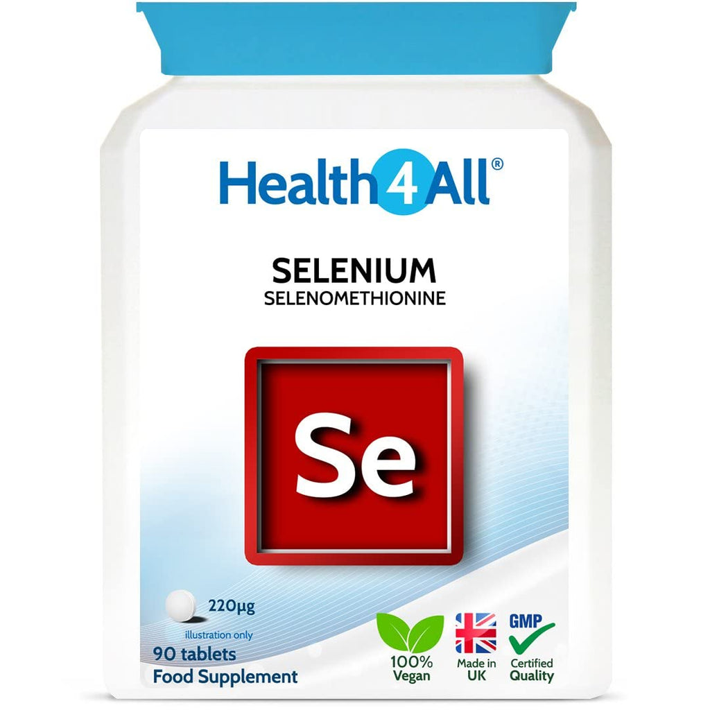 Health4All Selenium 220mcg 90 Tablets Tablets (not Capsules). High Strength Selenomethionine. Free from Yeast. Vegan 90 Count (Pack of 1) - BeesActive Australia
