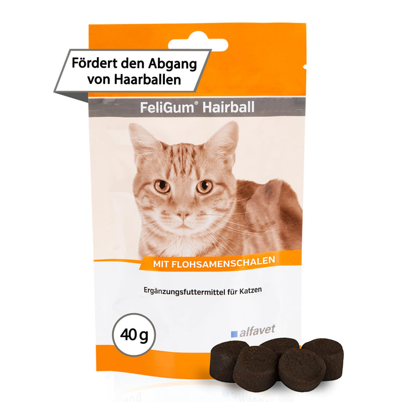 alfavet FeliGum Hairball Chew Drops for Cats (40 g) – Hairball Support Supplement with Chicken Flavour – Digestive Support Treats for Hair Passage