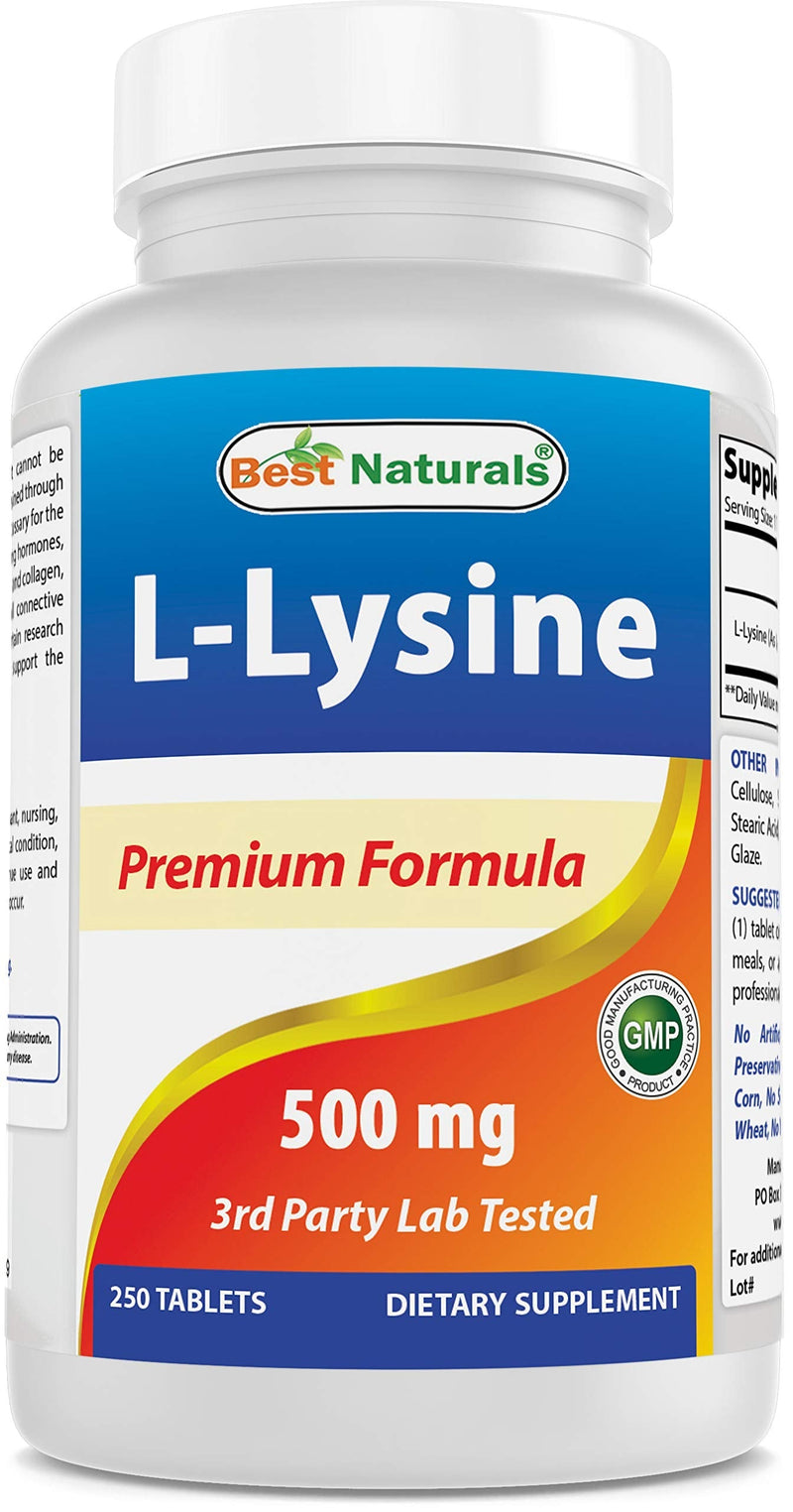 Best Naturals L-Lysine 500 mg 250 Tablets 250 Count (Pack of 1) - BeesActive Australia