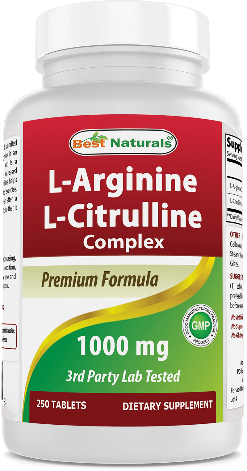 Best Naturals L-Arginine L-Citrulline Complex 1000 mg 250 Tablets (250 Count (Pack of 1)) 250 Count (Pack of 1) - BeesActive Australia