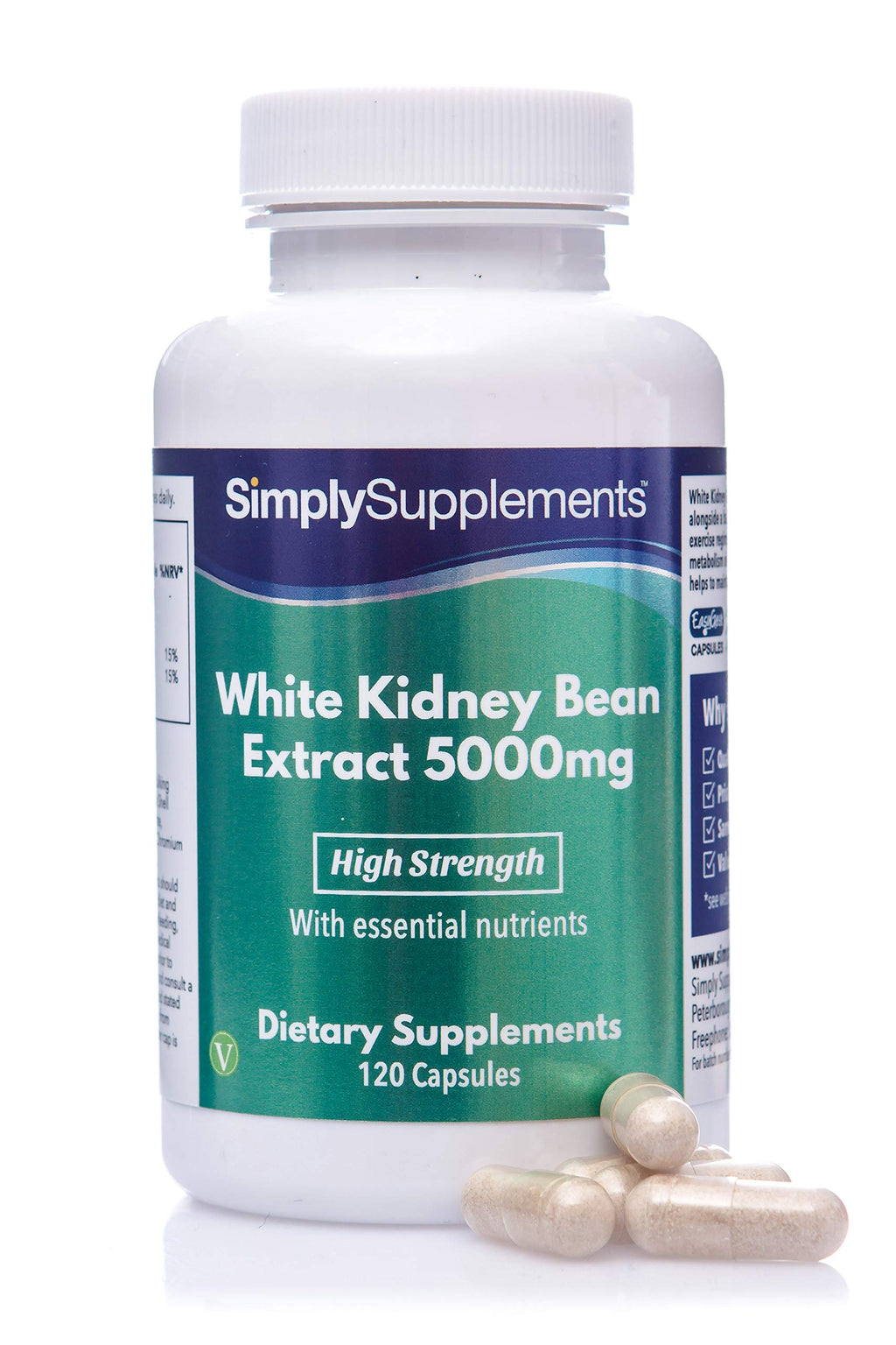 White Kidney Bean Extract Capsules 5000mg |120 Capsules | Manufactured in The UK - BeesActive Australia