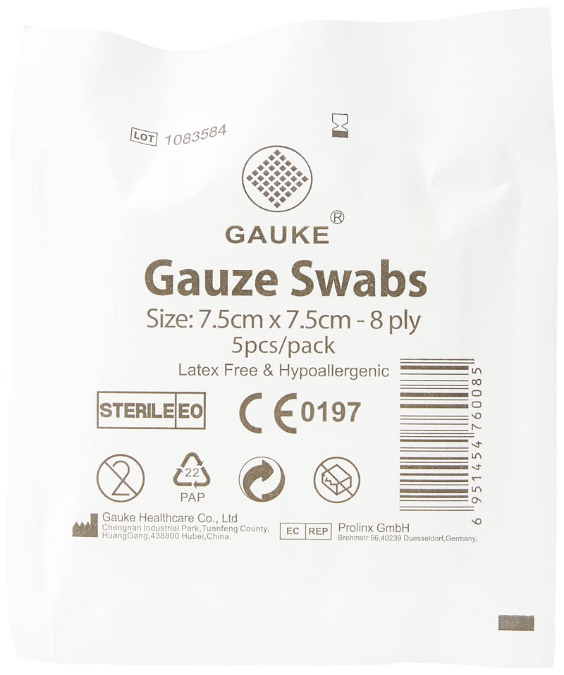 Rennington 4143A MOQ 600 Sterile First Aid Cotton Gauze Swabs, 8-Ply, 75 mm x 75 mm (Pack of 100) - BeesActive Australia