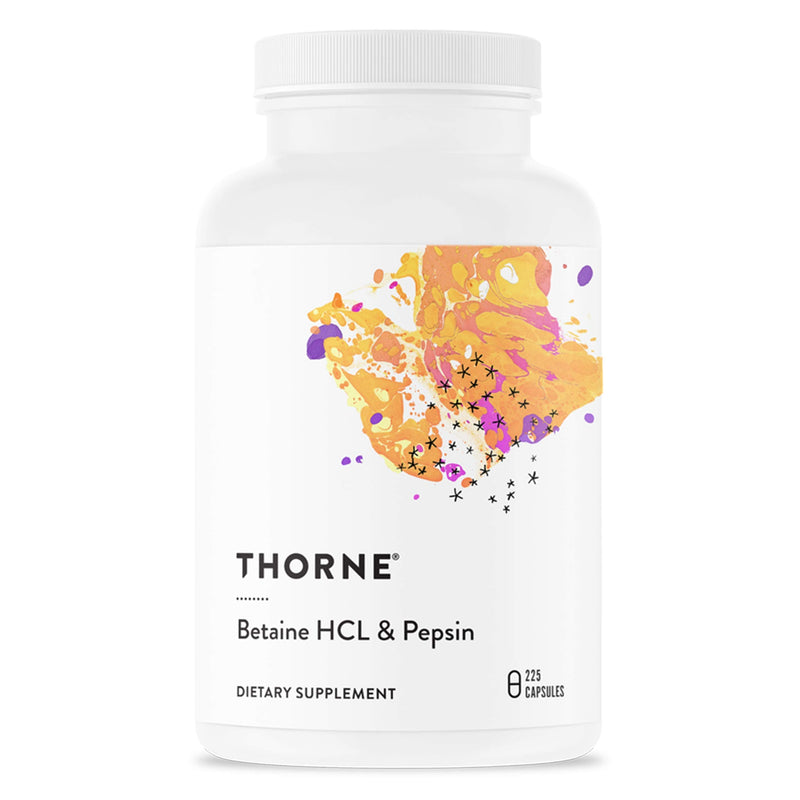 Thorne Betaine HCL & Pepsin - Digestive Enzymes for Protein Breakdown and Absorption - 225 Capsules - BeesActive Australia