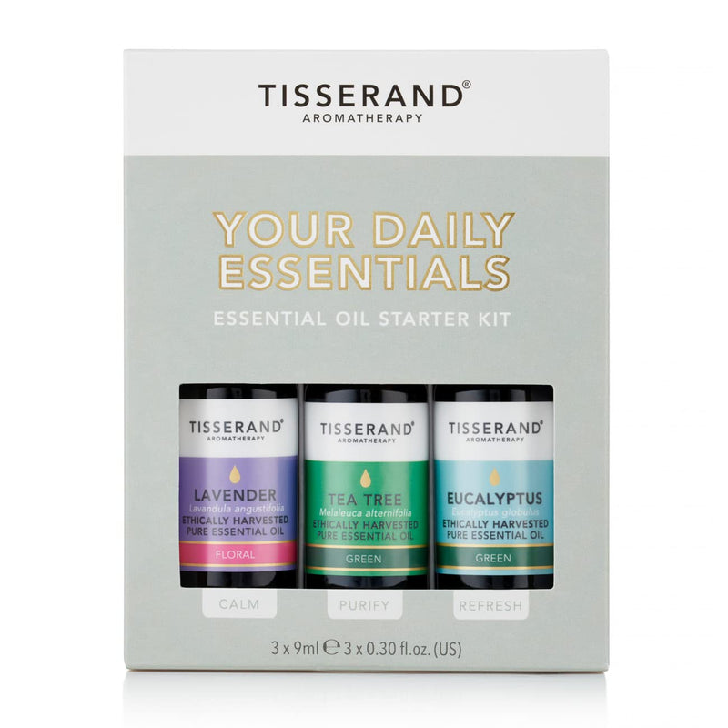 Tisserand Aromatherapy - Your Daily Essentials Kit - Lavender, Tea Tree and Eucalyptus - 100% Natural Pure Essential Oils - 3x10ml - BeesActive Australia