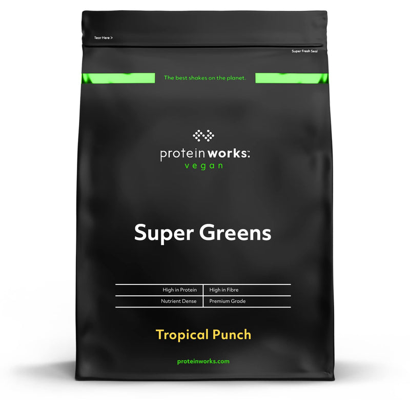 Super Greens Powder | Nutrient Dense Detox Shake | Supports Immune System | 100% Vegan | Protein Works | Tropical Punch | 250g 250 g (Pack of 1) - BeesActive Australia