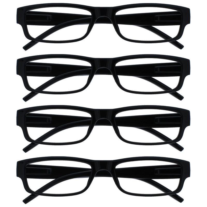 The Reading Glasses Company Black Lightweight Comfortable Readers Value 4 Pack Designer Style Mens Womens UVR4PK032 +2.00 +2.00 Magnification - BeesActive Australia