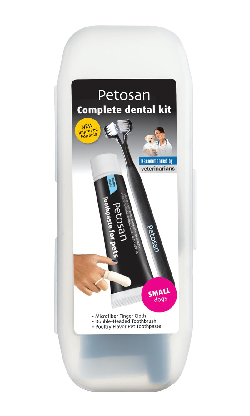 Petosan Complete Dental Kit for Small Dogs - All-in-one Veterinarian-Approved Toothbrush, Toothpaste, and Finger Brush Set - Dental Care for Fresh Breath, Healthy Gums, and Clean Teeth