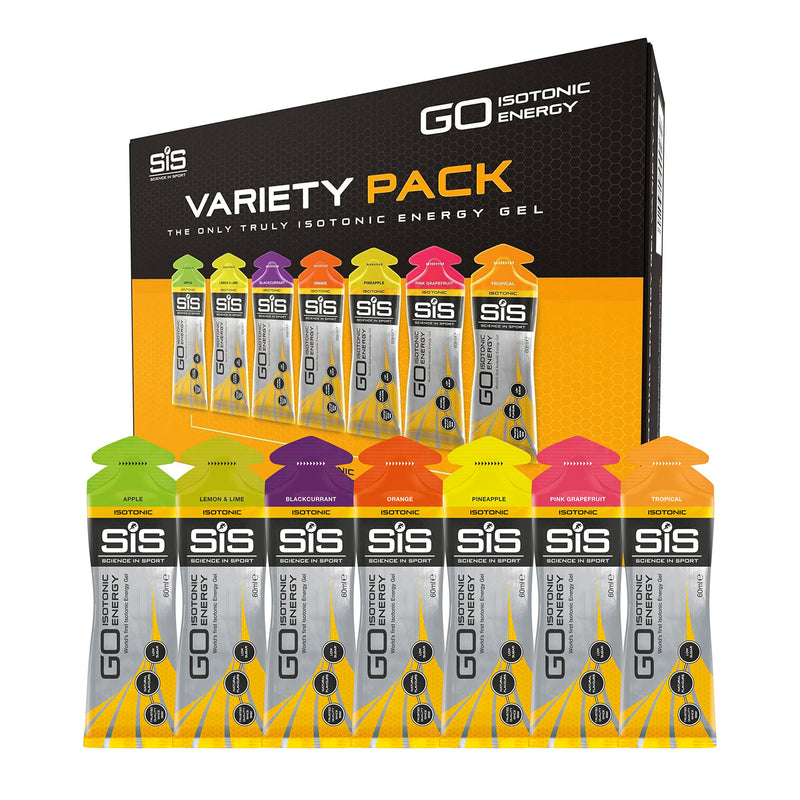 Science In Sport GO Isotonic Energy Gels, Running Gels with 22 g Carbohydrates, Low Sugar, Variety Pack of Assorted Flavours, 60 ml Per Serving (7 Pack) Multi - BeesActive Australia