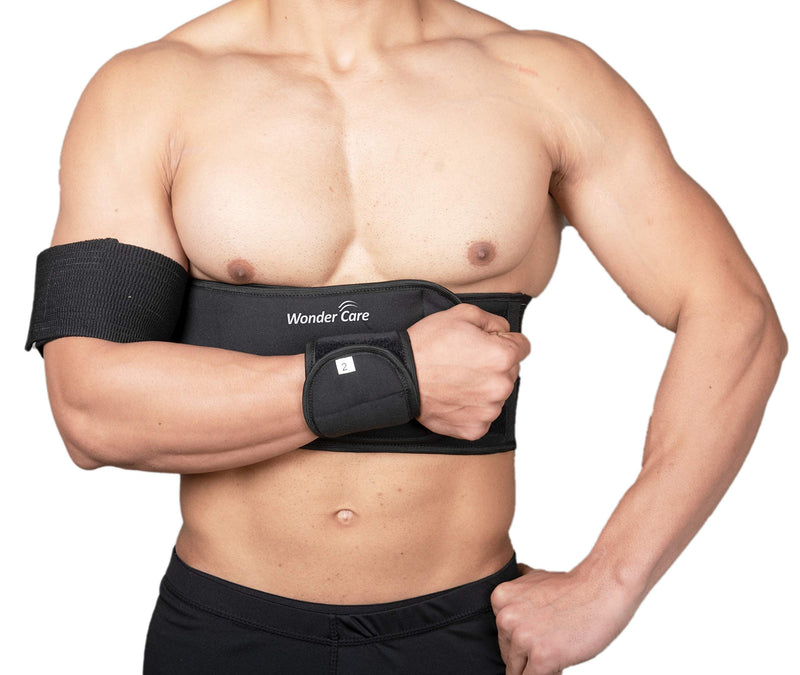 Wonder Care-Left Right Shoulder Immobilizer Arm Sling Elastic Brace for Clavicle Collar Bone Dislocation Subluxation Shoulder stabilizer Compression Brace After Rotator Cuff Surgery - Black(36"-40") Size-3(36"-40") - BeesActive Australia