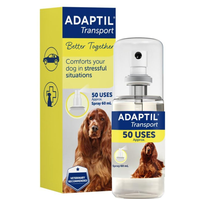 Adaptil Transport Spray For Dogs 60ml, Adaptil Dog Calming Spray Uses Pheromones To Help Reduce Anxiety And Stress In Pet Dogs, Pheromone Spray Helps Anxious Dogs Stay Calmer 60 ml (Pack of 1)