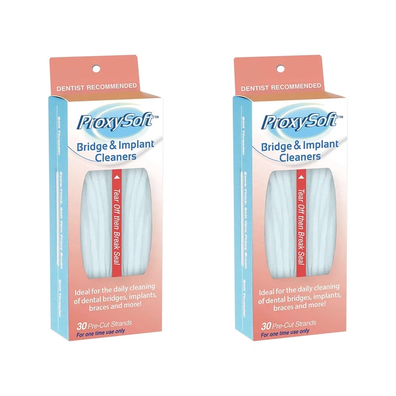 Dental Floss for Bridges and Dental Implants for Optimal Oral Hygiene - Floss Threaders for Bridges and Implants with Extra-Thick Proxy Brush - Bridge and Implant Cleaners (2 Packs) by ProxySoft - BeesActive Australia
