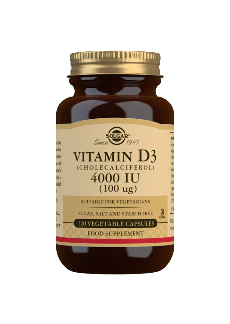 Solgar 4000IU Vitamin D3 - Healthy Teeth and Bones - Better Calcium Absorption - Pack of 120 Vegetable Capsules - BeesActive Australia