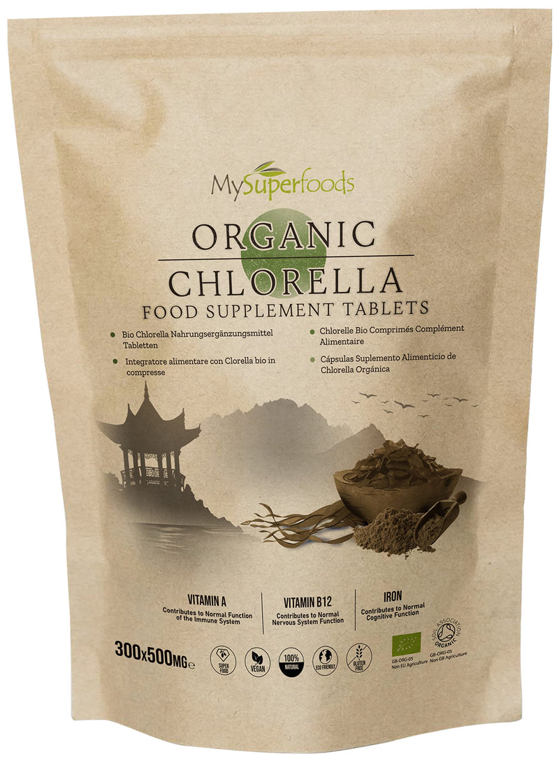 MySuperfoods Organic Chlorella Tablets (300 x 500mg), Natural Source of Protein 300 Count (Pack of 1) - BeesActive Australia