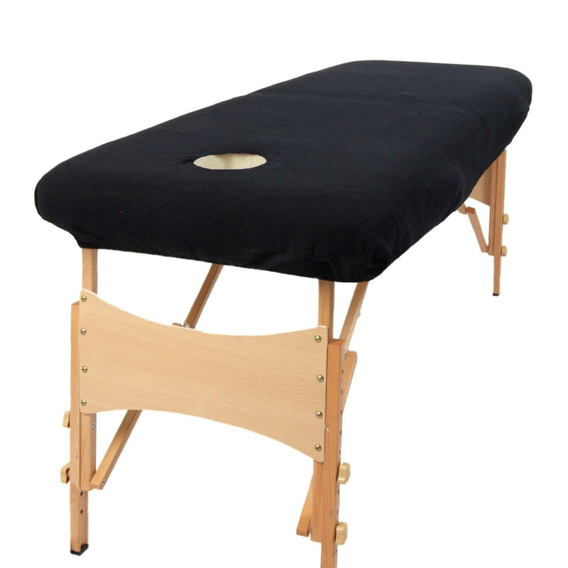aztex Classic Beauty Massage Bed Cover, Massage Couch Cover, Fitted Plinth Cover with Elasticated Fit, Black - With Facehole Classic Black - BeesActive Australia
