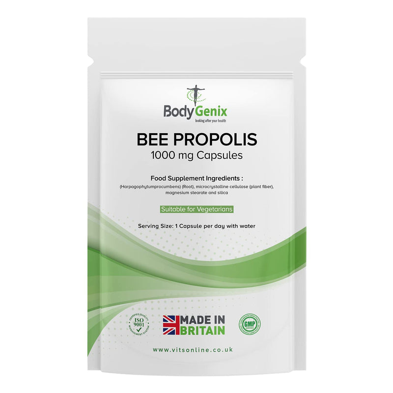 Bodygenix BEE Propolis 1000mg 60 Capsules Natural ANTIBIOTIC, Fight Infection 60 Count (Pack of 1) - BeesActive Australia