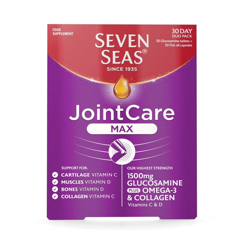 Seven Seas JointCare Supplements, Max, 356 mg Omega-3, Vitamin D & C, + Zinc, With Collagen & Glucosamine, EPA & DHA, 60 Capsules JointCare Max Single - BeesActive Australia