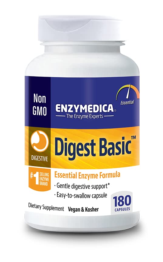 ENZYMEDICA - Digest Basic (180 Capsules) | Digestive Enzymes Supplements | Digestive Enzymes Blend for Sensitive Stomachs, Nutrient Supplements, Gut Health Supplement, Easy Digest, Vegan, Dairy Free 180 Count (Pack of 1) - BeesActive Australia