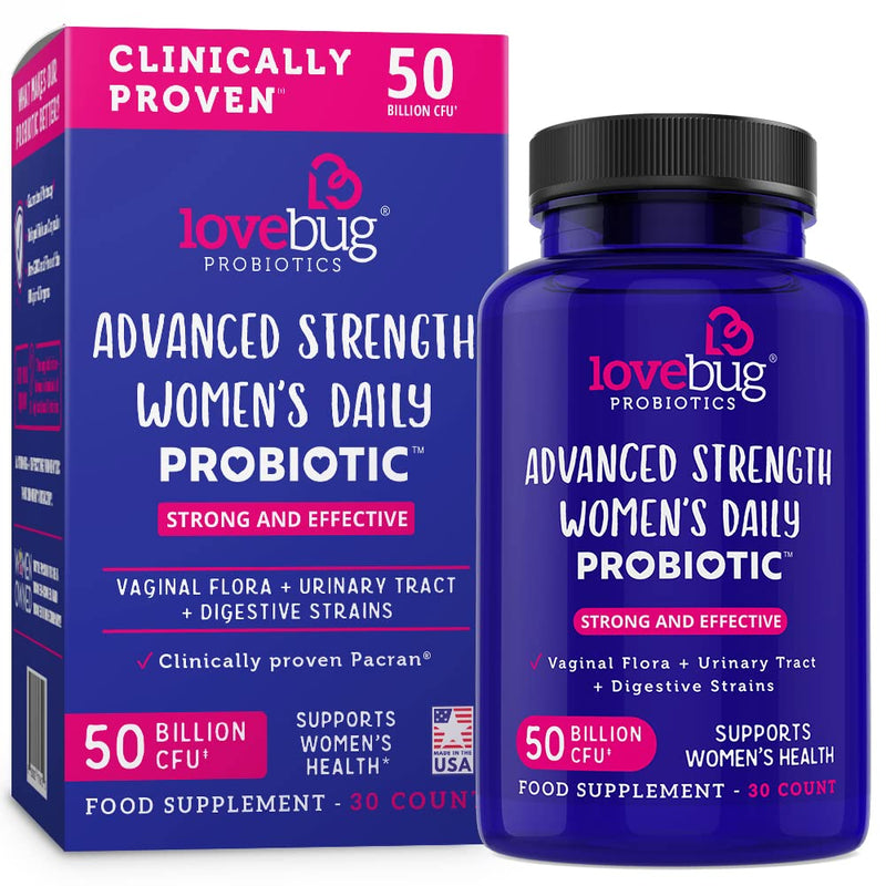 Lovebug Advanced Strength Women�s Probiotic | Clinically Studied Ingredients | Multi-Strain 50 Billion CFU | 30 Capsules 30 Count (Pack of 1) - BeesActive Australia