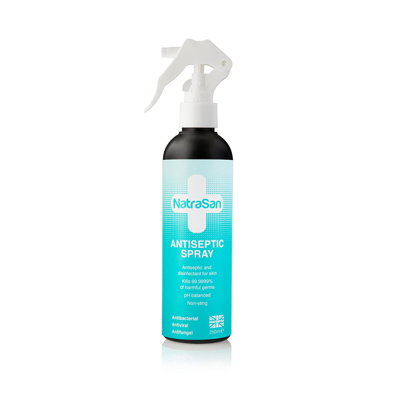 NatraSan Antiseptic Spray (250 ml) – Hypochlorous Medical-Grade Skin and Surface Sanitiser, Disinfectant – Alcohol-Free, for Hands, Skin, Tattoo & Piercings, Surfaces, Baby Items & More 250 ml (Pack of 1) - BeesActive Australia