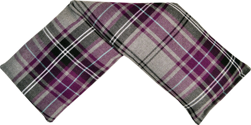 Vagabond Bags Tartan Wheat Wrap, Brushed Cotton with Cotswold Lavender and Wheat, Grey & Wine, 47 x 13cm Approx - BeesActive Australia