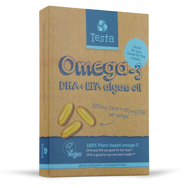 Vegan Omega 3 Supplement - High Strength 325mg DHA + 150mg EPA per Capsule - Only 1-a-Day - Supports Heart, Brain, Joint Health - Plant-based Omega 3 from Algae Oil - Plastic Negative, RTG, and Kosher - Two Months Supply - BeesActive Australia