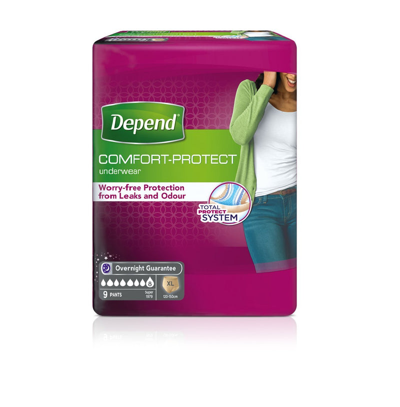 Depend, Comfort Protect Incontinence Pants for Women ExtraLarge Pants, 9 count L Pack of 9 - BeesActive Australia