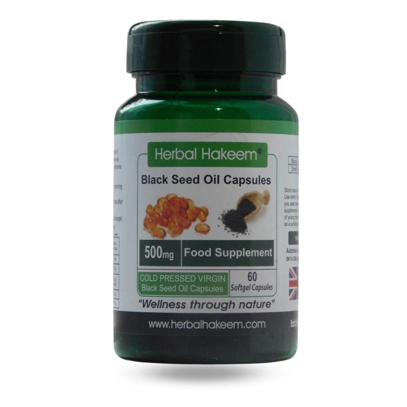 Black Seed Oil Capsules 500mg x 60 Capsules (Made in The UK) - Cold Pressed, Nigella Sativa - BeesActive Australia