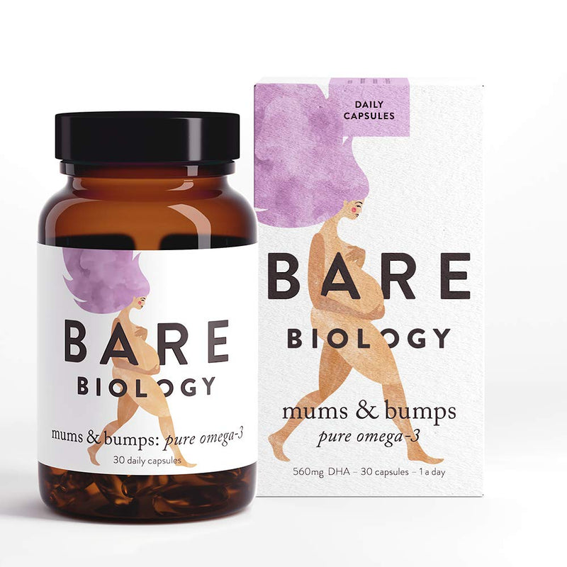 Bare Biology Mums & Bumps Pure Omega 3 Fish Oil Capsules for Pregnant Women - Preconception, Pregnancy & Breastfeeding Supplement - Made From Sustainably Sourced Wild Fish (30 Capsules) - BeesActive Australia