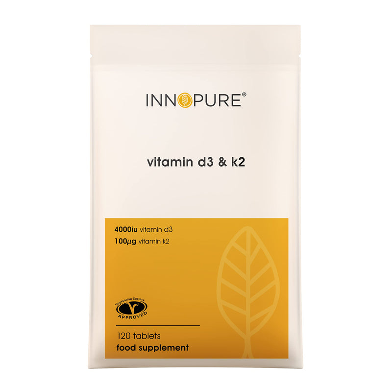INNOPURE Vitamin D3 4,000IU & K2 MK-7 Natto Derived, 100�g - 120 Tablets - 4 Months Supply - Approved by The Vegetarian Society - UK Made by Innopure - BeesActive Australia