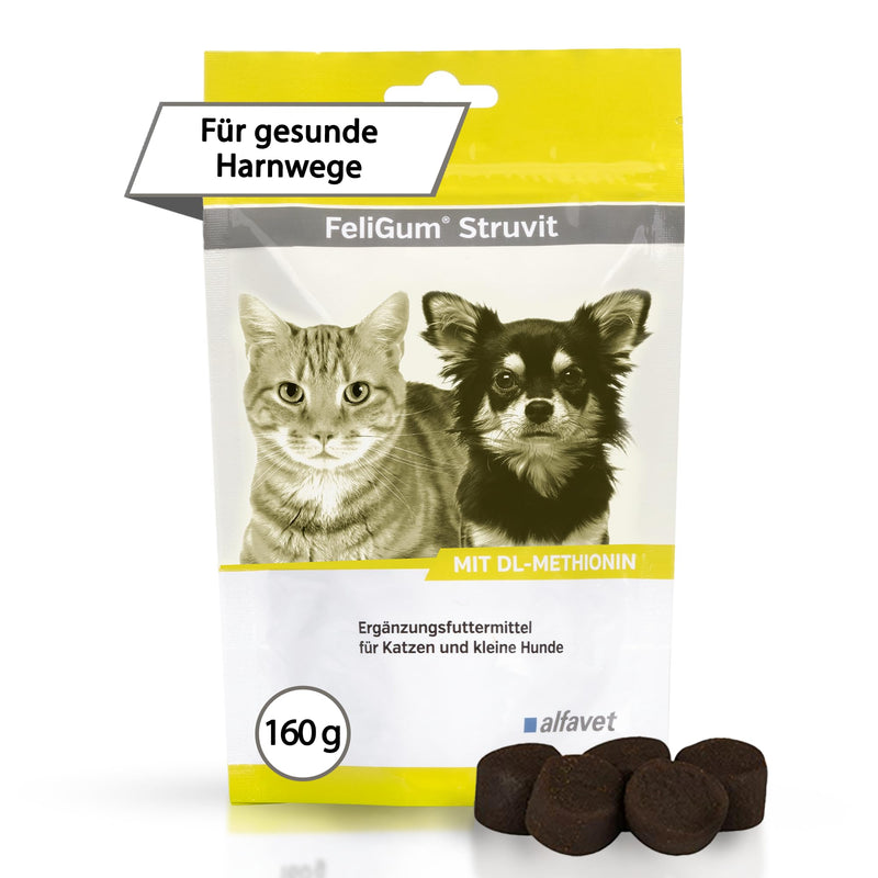 alfavet FeliGum Struvit Chew Drops for Cats & Small Dogs (160 g) – Urinary Tract Support Supplement – With DL-Methionine, Cranberry & GAGs 160GR