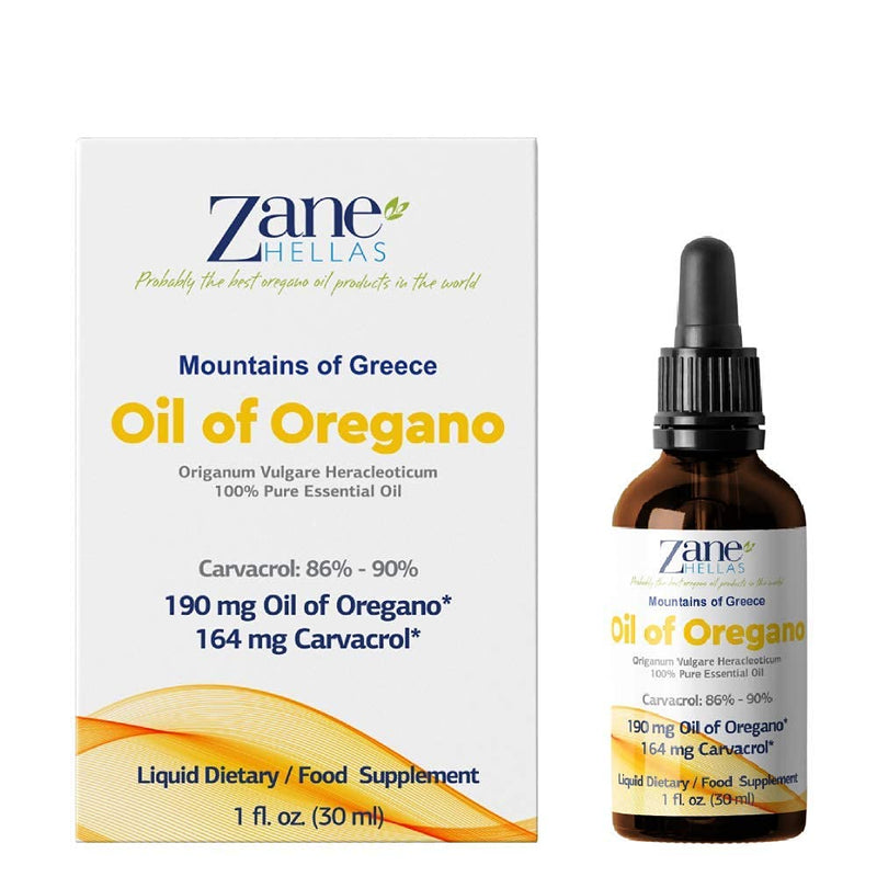 Zane Hellas 190 mg Oregano Oil-164 mg Carvacrol per Serving-4 Drops Daily. 100% Greek Undiluted Oil of Oregano. 86%-90% Min Carvacrol. Probably The Best Oregano Oil in The World. 1 fl. oz.-30ml. - BeesActive Australia