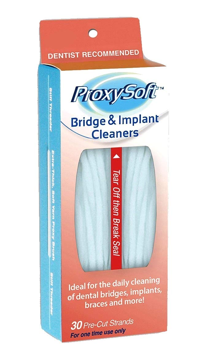 Dental Floss for Bridges and Dental Implants, 6 Packs - Dental Threaders for Bridges and Implant Floss with Extra-Thick Proxy Brush for Optimal Oral Hygiene - Bridge and Implant Cleaners by ProxySoft - BeesActive Australia