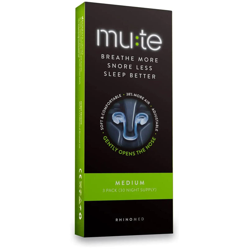 Rhinomed Mute Nasal Dilator for Snore Reduction - Anti-Snoring Aid Solution - Improve Airflow - Comfortable Nose Vents, Breathing Aids for Better Sleep - (Size Medium, 3-Pk) 3 Pack Medium - BeesActive Australia