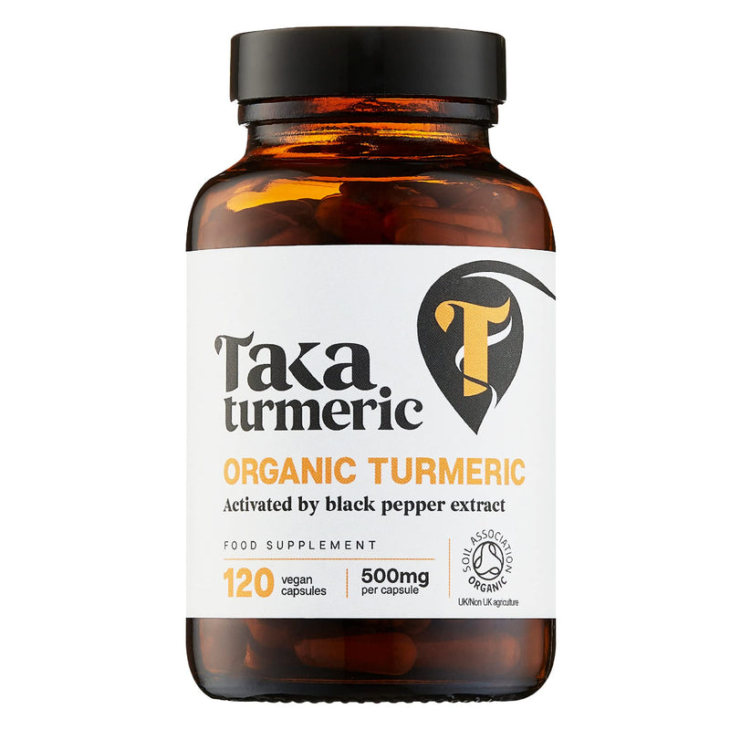 Taka Turmeric, 120 Caps Organic Turmeric with Black Pepper Extract Tumeric Curcumin Supplement, High Strength Tumeric Capsules with Curcumin and Black Pepper, Vegan, Recyclable Packaging 1 Bottle (120 Capsules) - BeesActive Australia