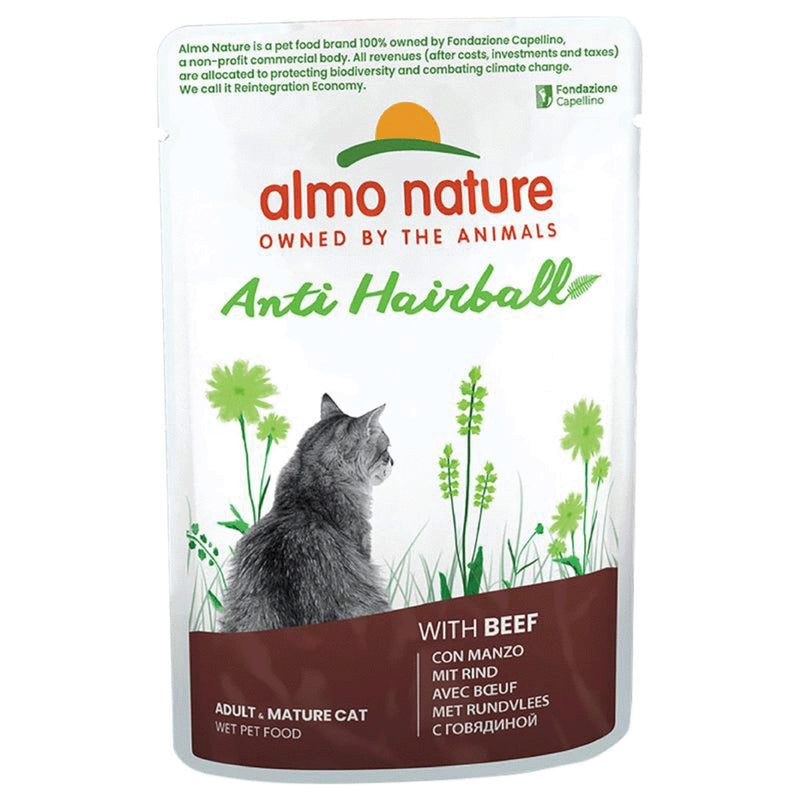 Almo Nature Functional Anti Hairball Wet Cat Food with Beef 70g 2.1 kg (Pack of 1)