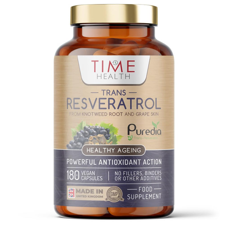 Trans Resveratrol - Premium Brand Puredia - 180 Capsules - 3 Month Supply - Effective Split Dose for Maximum Benefits from Trans-Resveratrol - UK Manufactured - Zero Additives (180 Count (Pack of 1)) 180 Count (Pack of 1) - BeesActive Australia