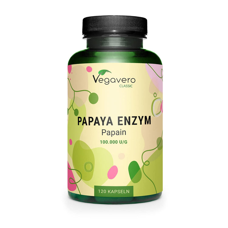 Papaya Enzyme Vegavero� | 2100 mg Papain | 100% Natural: Carica Papaya Fruit Extract | NO Additives | 120 Vegan Capsules - BeesActive Australia
