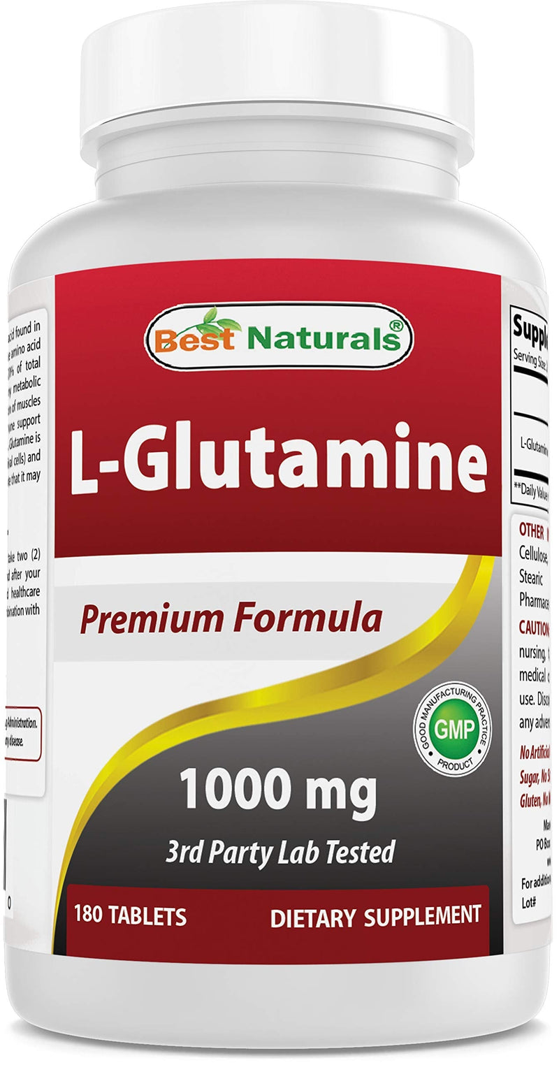 Best Naturals L-Glutamine 1000 mg 180 Tablets - Glutamine Fuel for Workout & Supports Muscle Recovery from Workouts (180 Count (Pack of 1)) 180 Count (Pack of 1) - BeesActive Australia