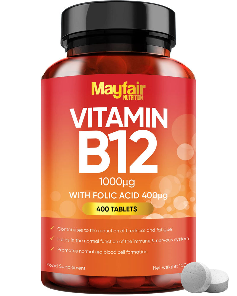 Vitamin B12 Supplements with Folic Acid - 200 Tablets of 1000mcg Vegan B12 - Non-GMO & Gluten-Free - Made in UK - BeesActive Australia